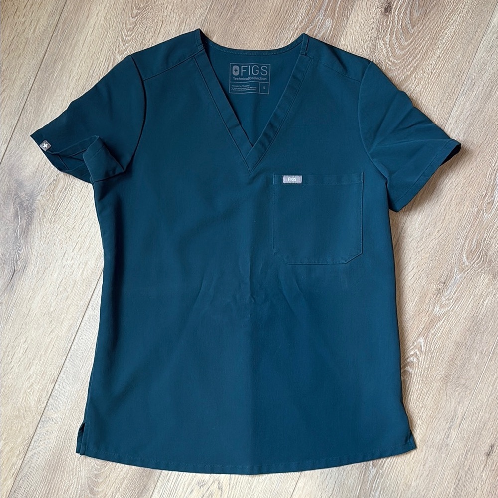 Figs Deep Teal Catarina V-Neck Scrub Top